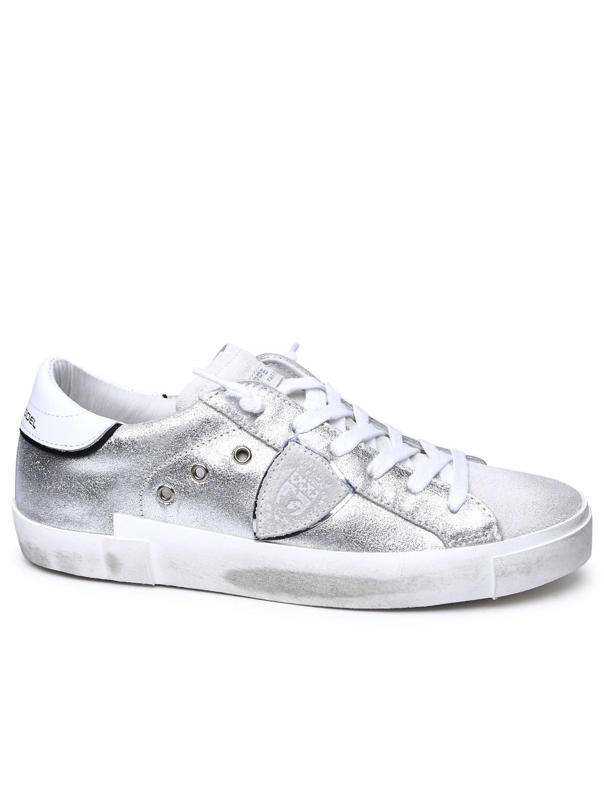 image of Philippe Model Silver Leather Sneakers, Women's (Size 9)