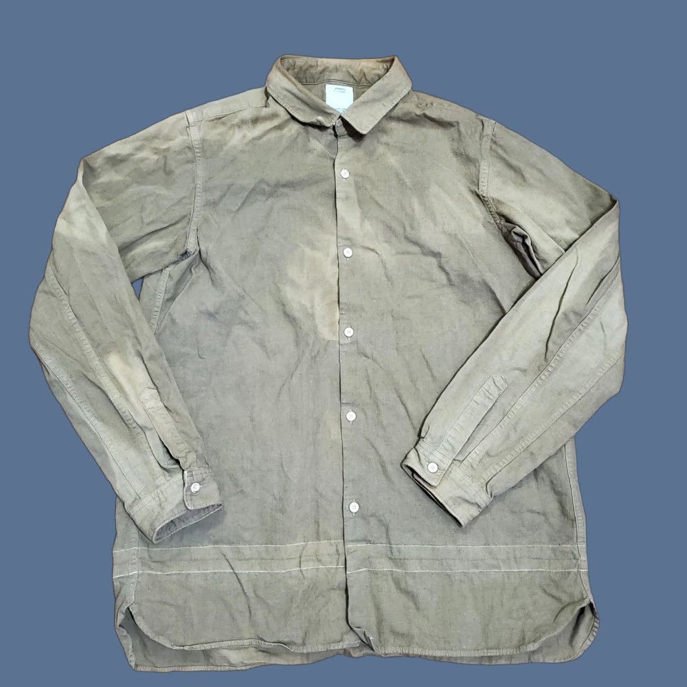 Visvim Visvim Shirt Mens 42 Green Cotton Linen Button Front Long Sleeve Made Japan Size US XL / EU 56 / 4 - 1 Thumbnail