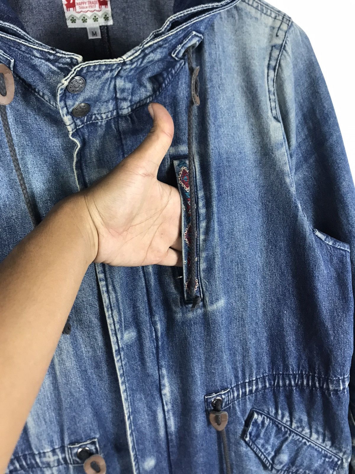 Japanese Brand ⚡️Titicaca Vintage Hooded Denim Ripped Parka Jacket Size M / US 6-8 / IT 42-44 - 7 Thumbnail