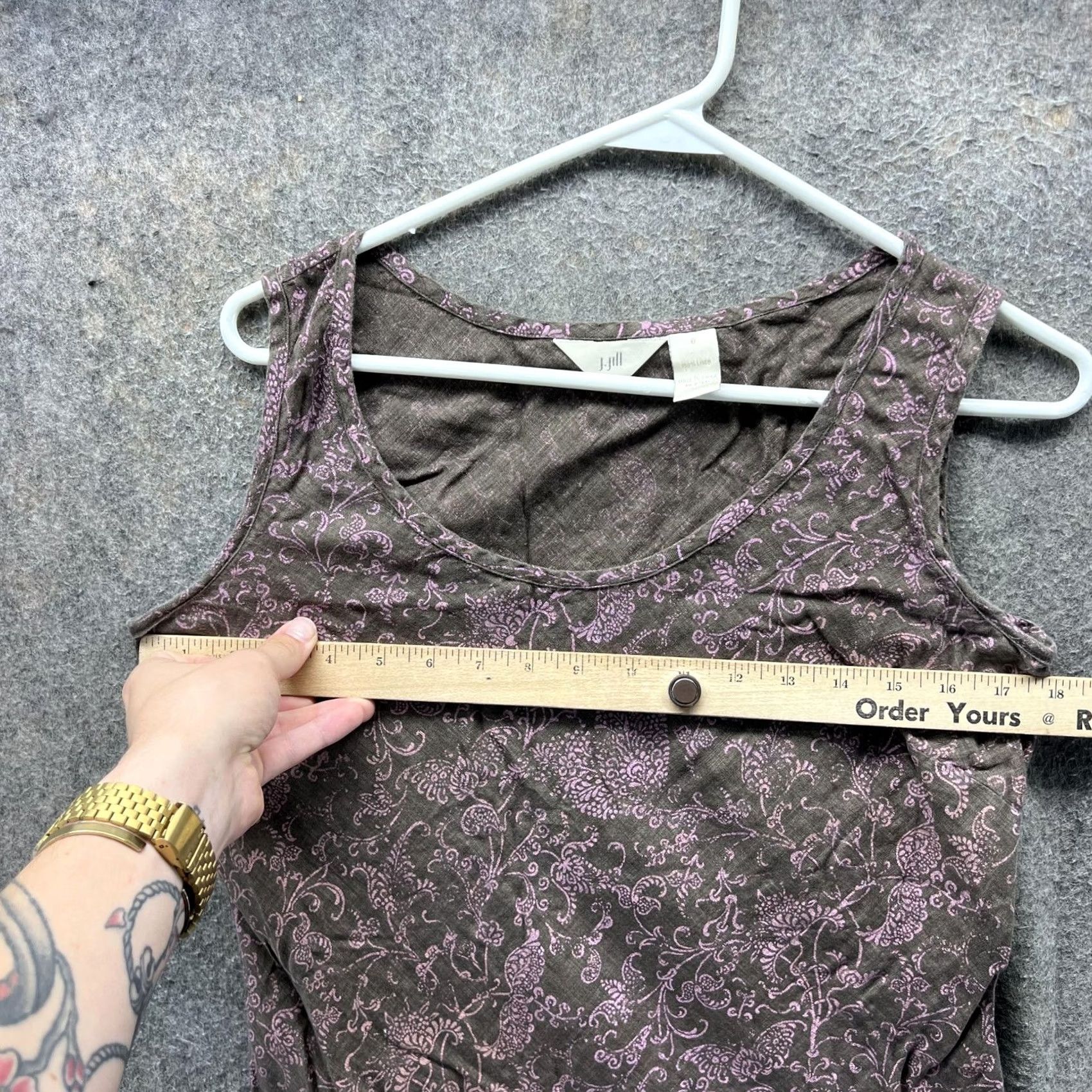 J. Jill J. Jill Linen Dress Womens 6 Brown Pink Floral Sleeveless A Line Casual Summer Shirt Dress Size M / US 6-8 / IT 42-44 - 4 Thumbnail