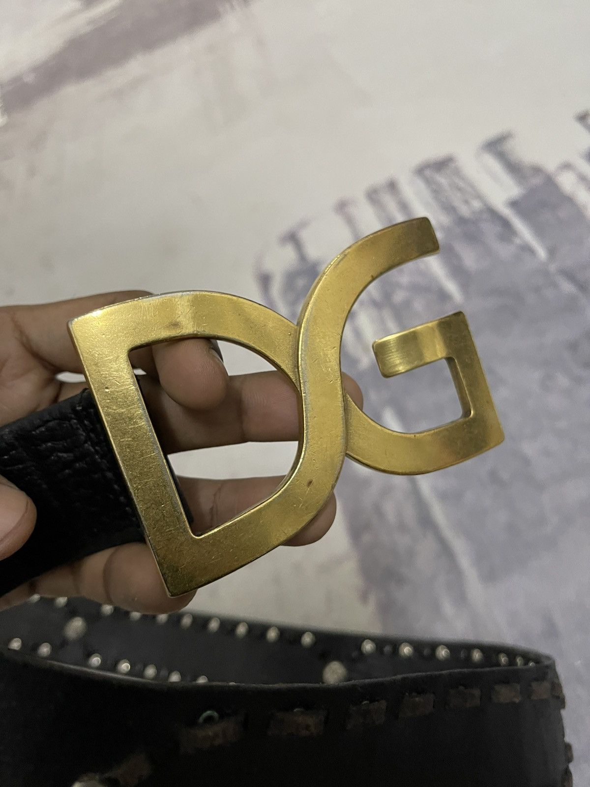 Dolce & Gabbana 90s DOLCE & GABBANA STUDDED DG LOGO BUCKLE LEATHER BELT Size ONE SIZE - 11 Thumbnail