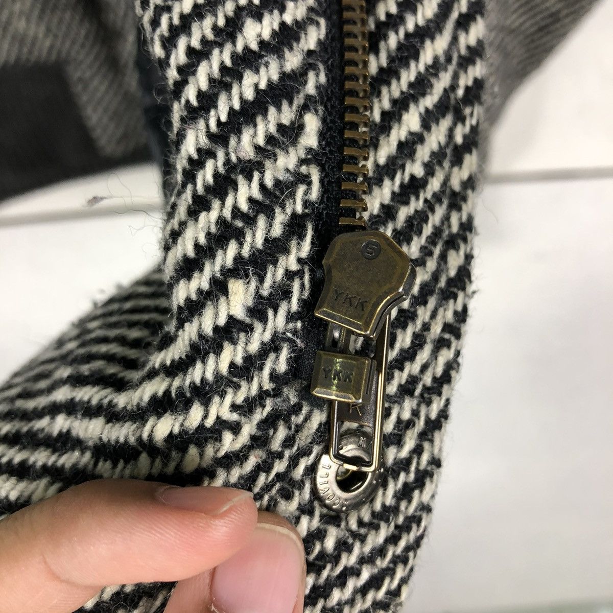 Japanese Brand 📌VINTAGE BOMBER JACKET WOOL HERRINGBONE TOM COLLINS Size US L / EU 52-54 / 3 - 18 Thumbnail
