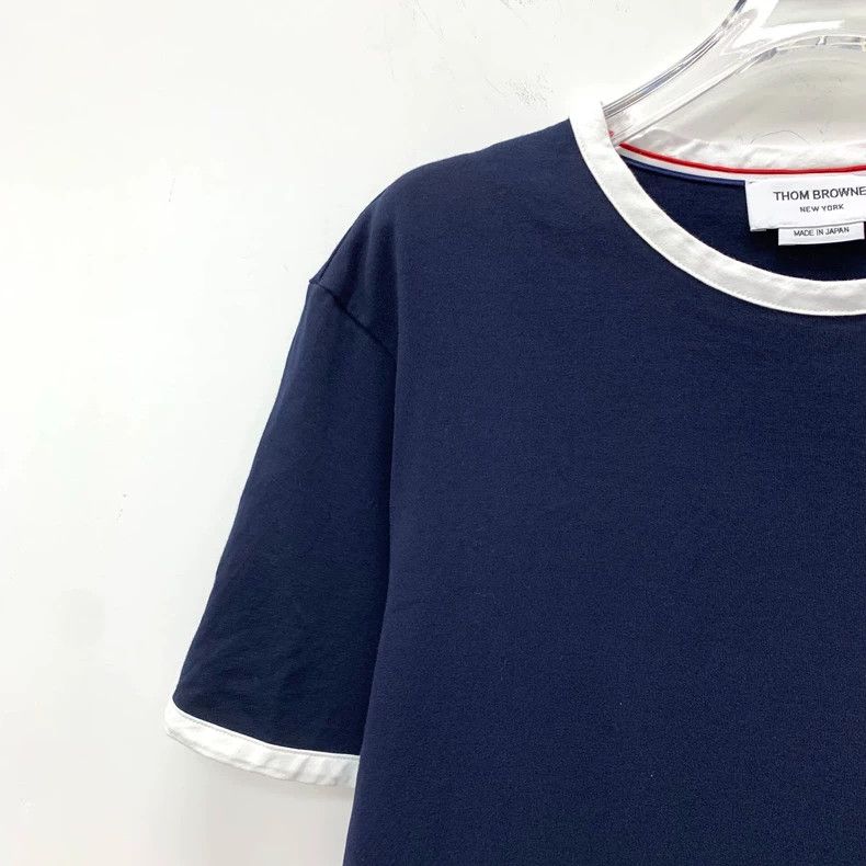 Thom Browne Thom browne Dark blue side split cotton round-neck short-sl Size US S / EU 44-46 / 1 - 3 Thumbnail