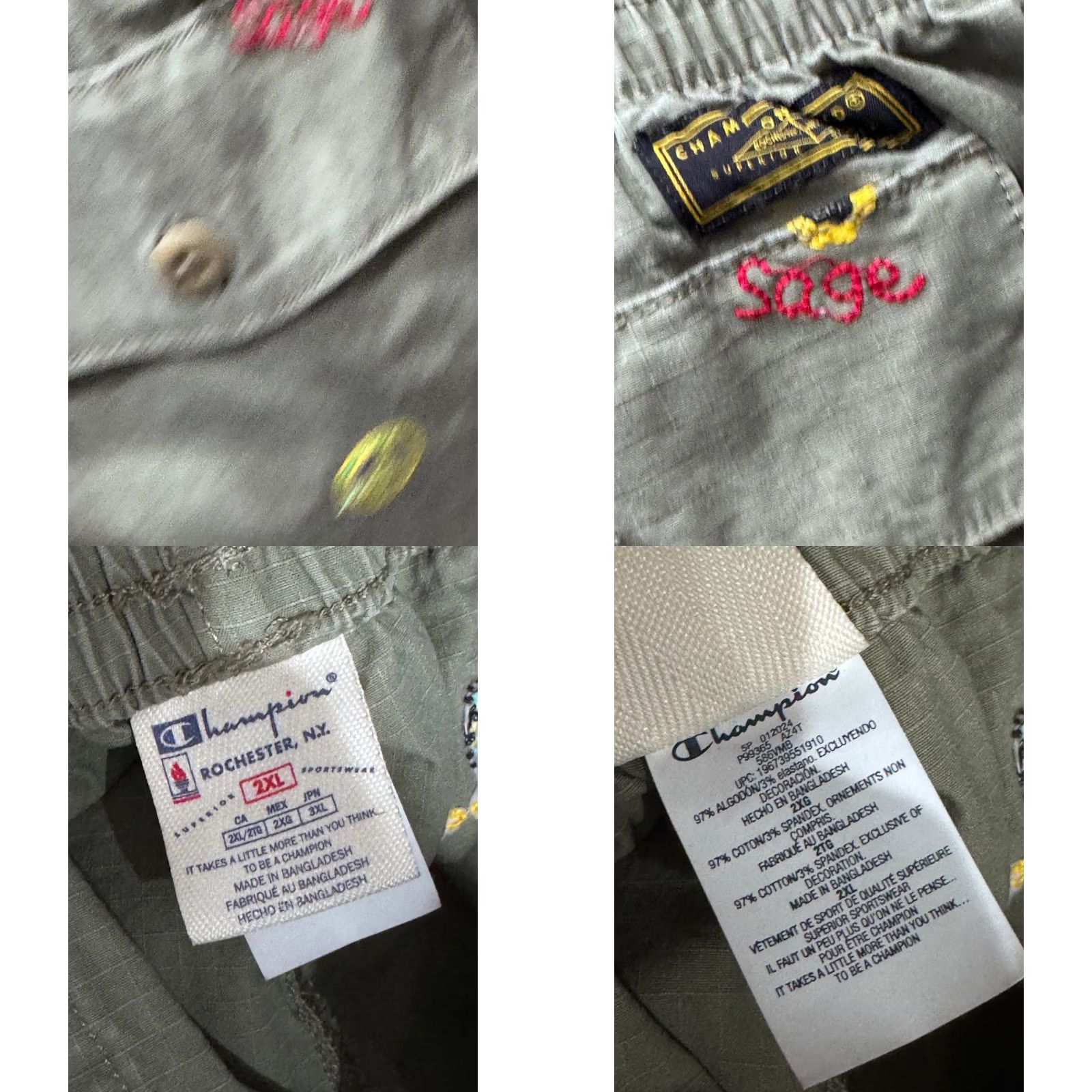 Champion Champion Pants 2XL Drawstring Peace Sign Sun Logo Stitched Rare Multicolor Mens Size US 39 - 9 Thumbnail