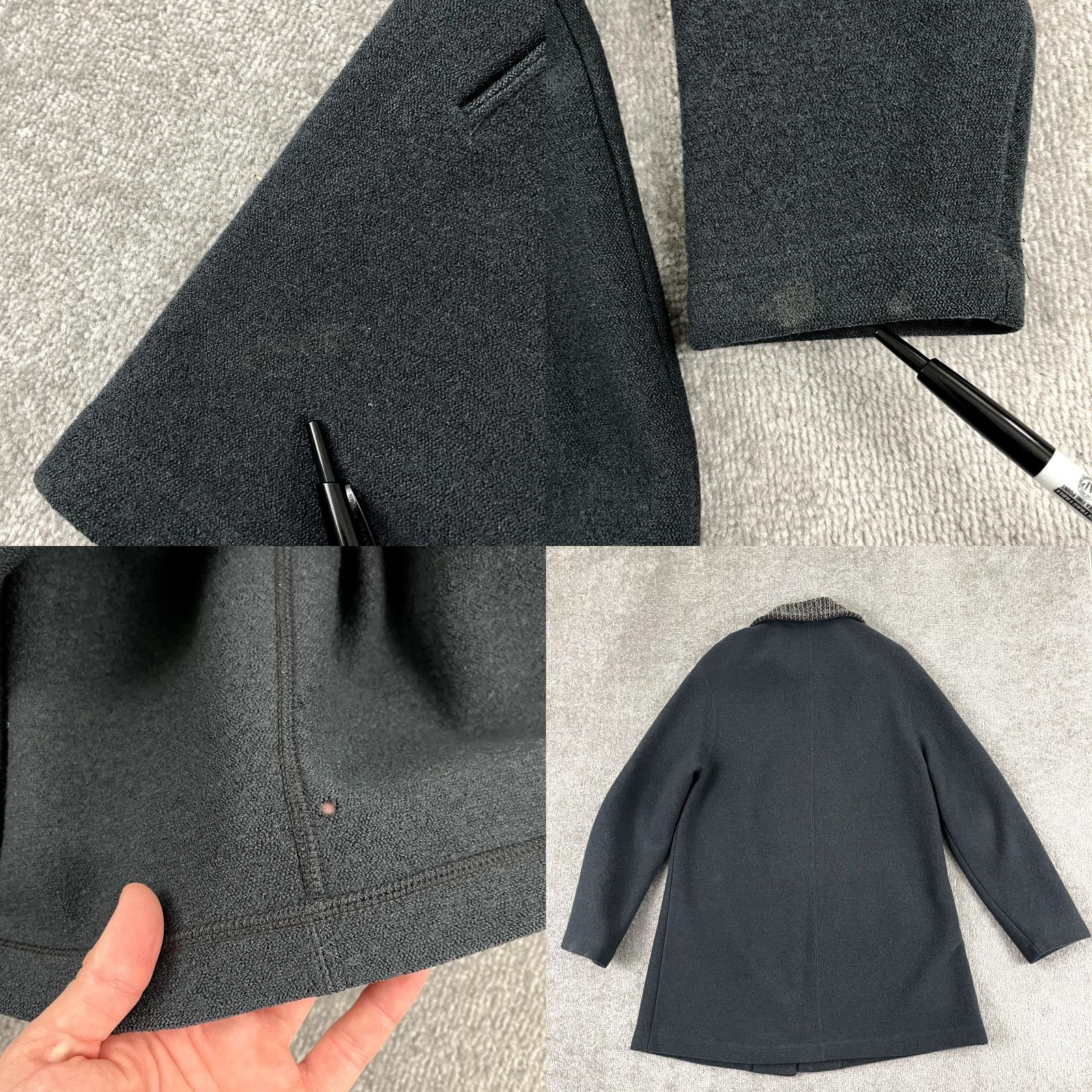 GEIGER Jacket Womens Size 40 Gray Boiled Wool Button Car Coat Pockets Austria