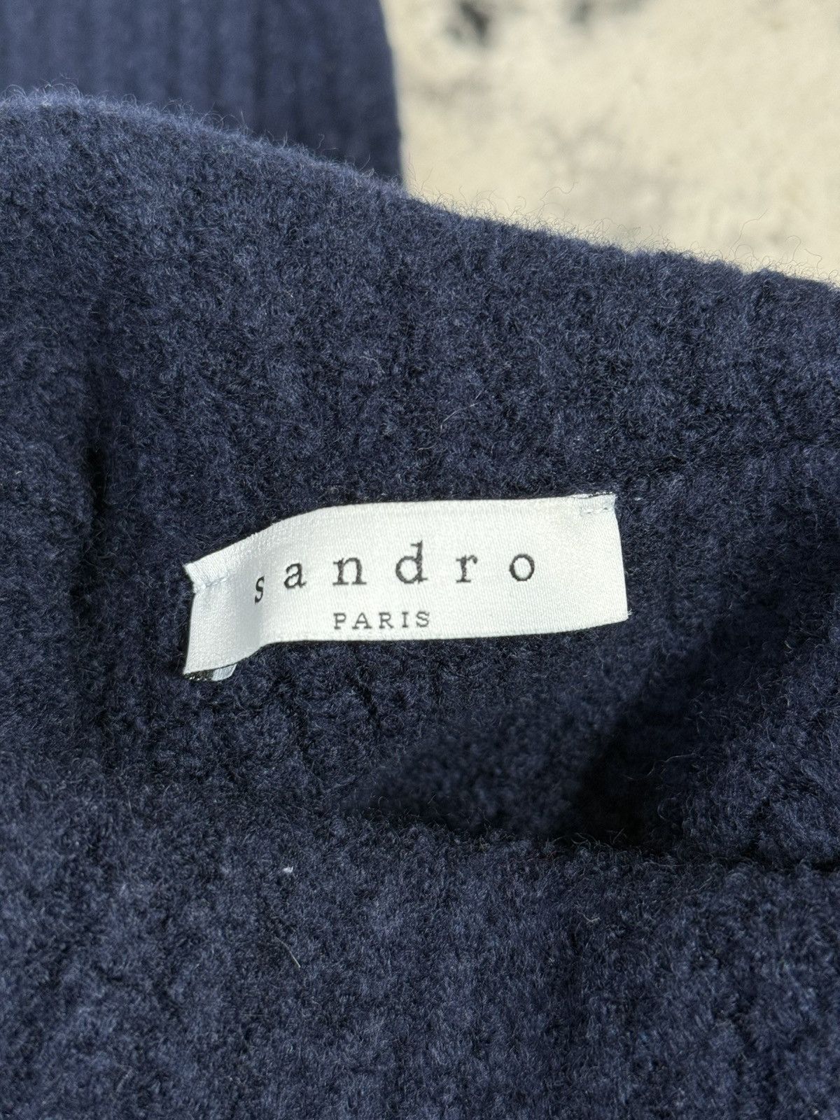 Sandro Sandro Oversized Neck Navy Wool Sweater Size XS / US 0-2 / IT 36-38 - 5 Thumbnail