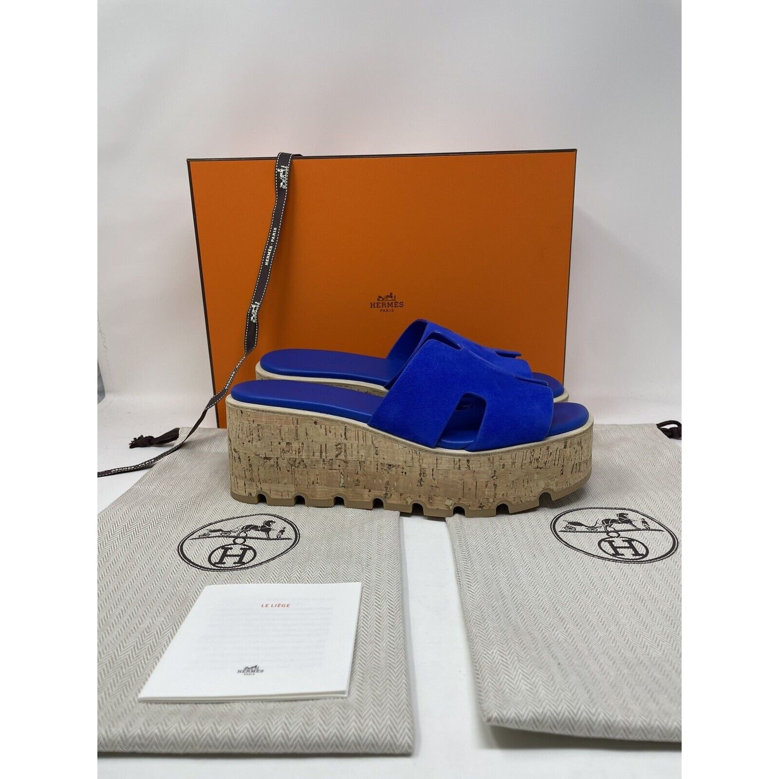 Hermes Hermes EZE 30 Sandals Ocean Blue NIB 38 Size US 8 / IT 38 - 2 Thumbnail