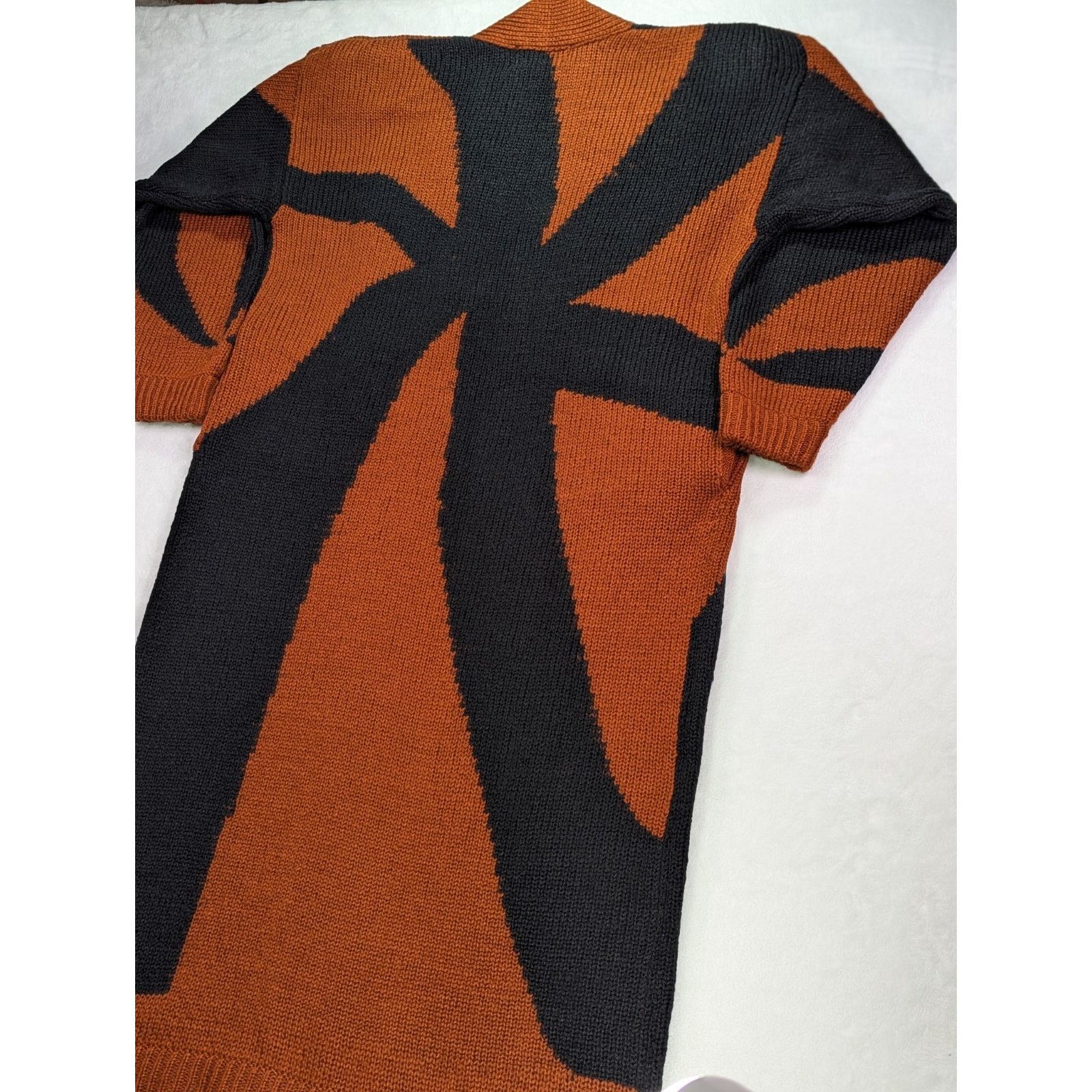 Other Maurada Sz Large Burnt Orange/Black Long/Maxi Knit Cartigan Size L / US 10 / IT 46 - 12 Thumbnail