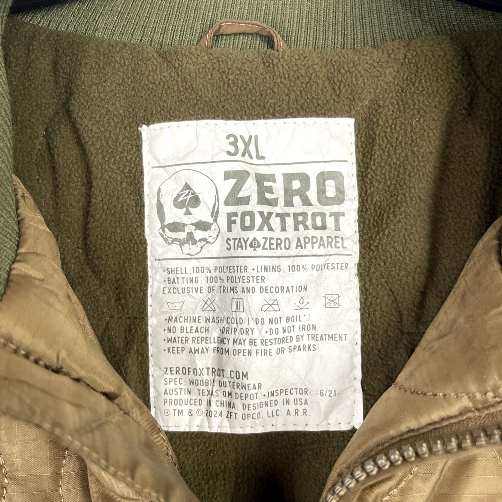 Vintage Zero Foxtrot Jacket Mens 3XL Green Quilted Bomber Fleece Lined Woobie Tanker Jacket Size US XXL / EU 58 / 5 - 6 Thumbnail