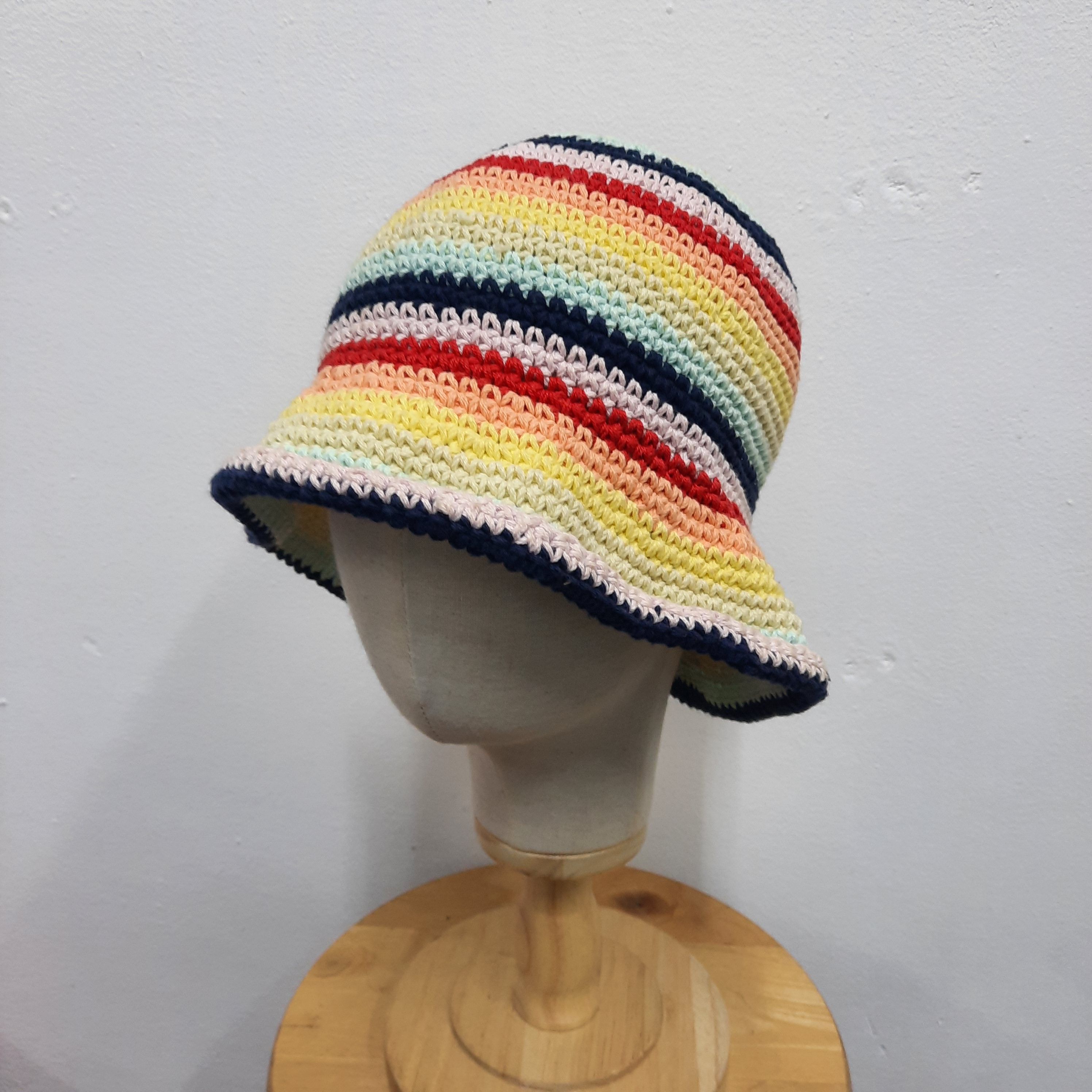 Japanese Brand 🌸 Japanese brand chochet multicolor stripes hat Size ONE SIZE - 2 Thumbnail