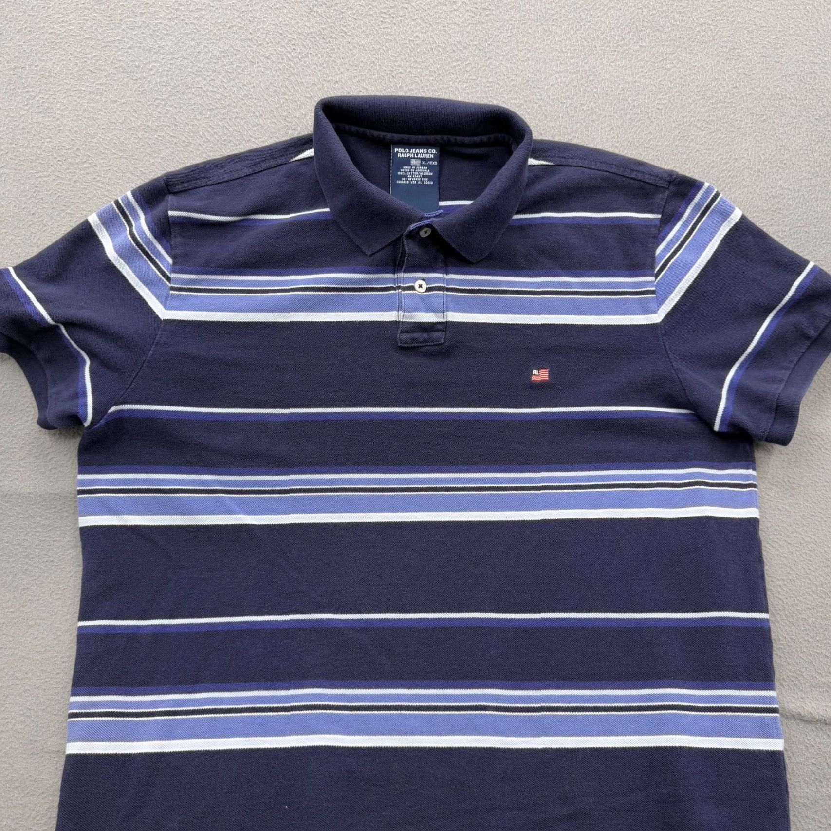 Ralph Lauren Ralph Lauren Polo Shirt Mens XL Navy Blue Striped Short Sleeve Polo Jeans Co Size US XL / EU 56 / 4 - 8 Thumbnail