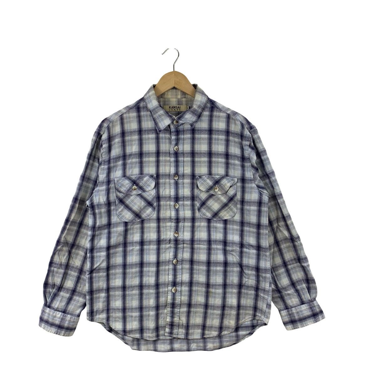 Kansai Yamamoto Vintage Kansai Jeans Plaid Button-Up Shirt Check Flannel Size US L / EU 52-54 / 3 - 4 Thumbnail