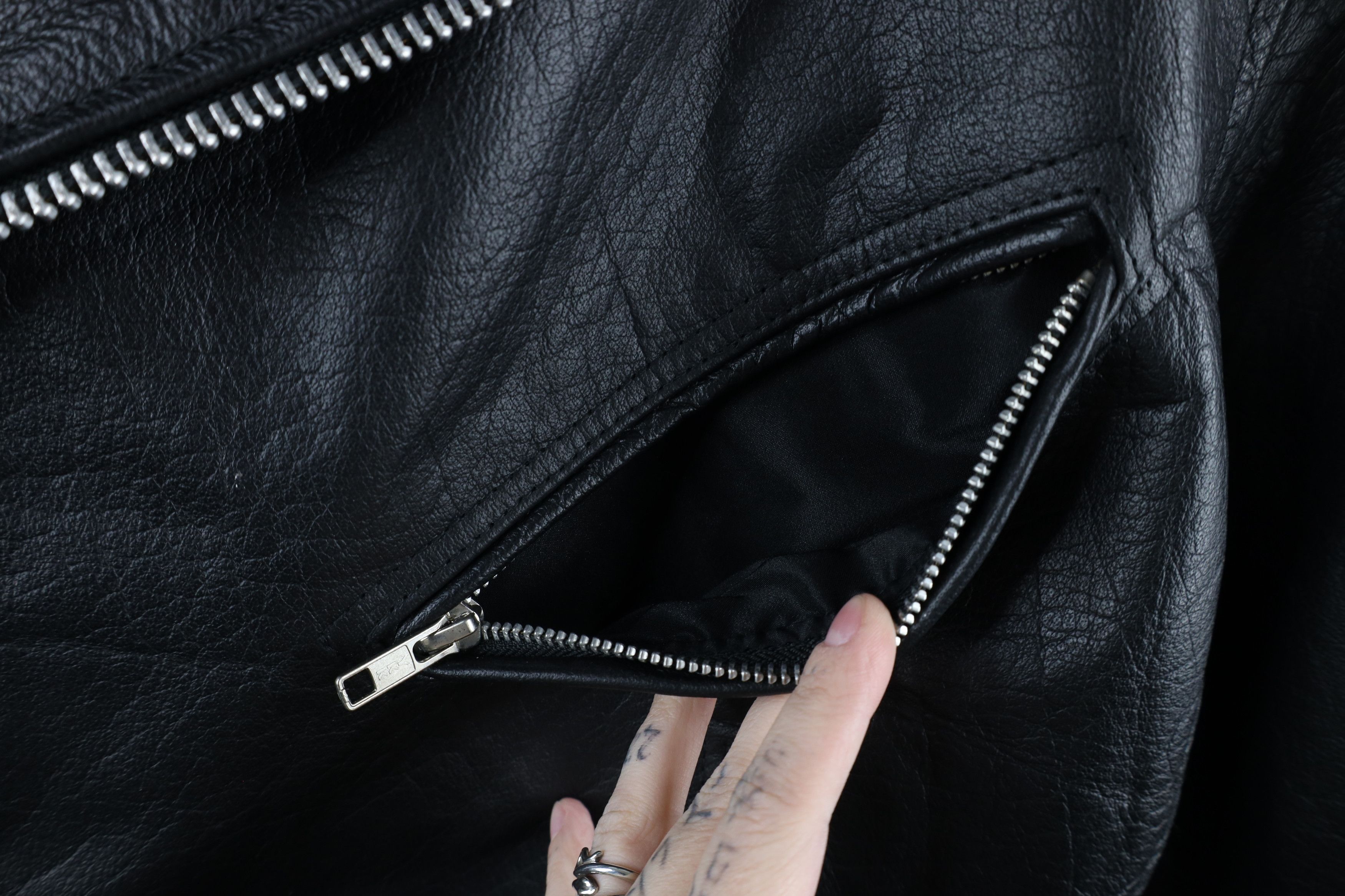 Vintage Vintage 90s Streetwear Lined Leather Motorcycle Jacket Size US L / EU 52-54 / 3 - 9 Thumbnail