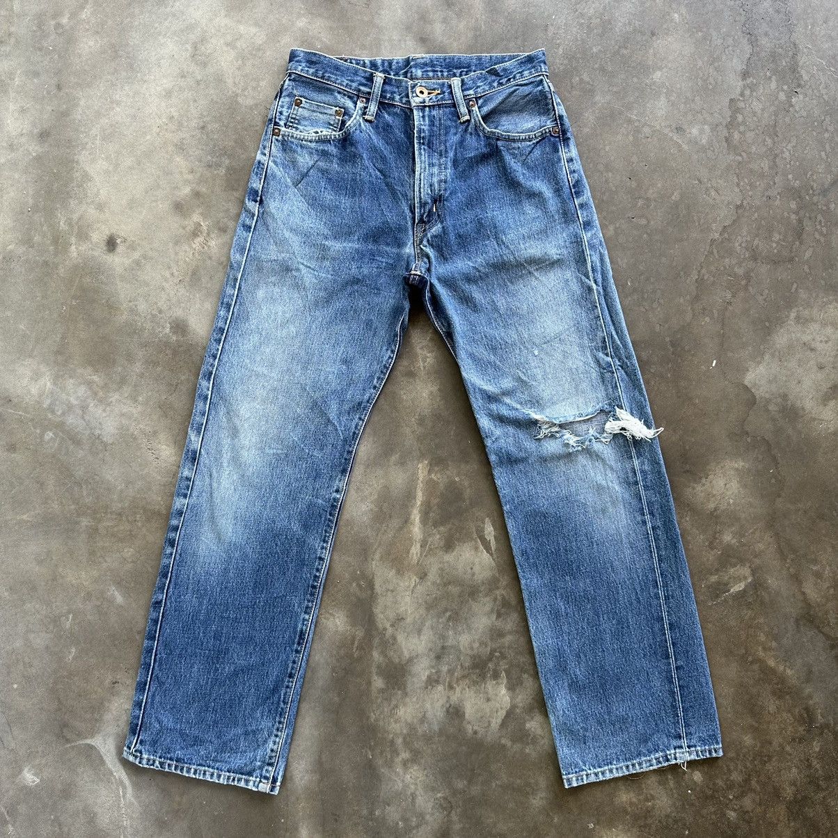 Japanese Brand Vintage Edwin 505x Redline Distressed Faded Denim Jean Pant Size US 28 / EU 44 - 1 Thumbnail