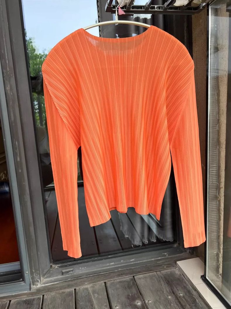Issey Miyake Issey Miyake size:3 Orange pleated rib cardigan Size S / US 4 / IT 40 - 2 Thumbnail