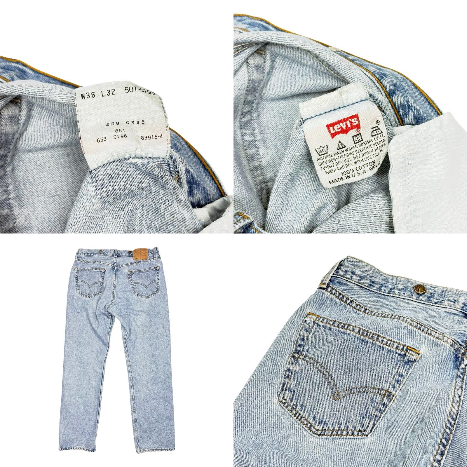 Levi's VINTAGE Levi’s 501 Jeans Denim Denim Light Wash 501 Series USA 36 X 32 Men Regular Blue 5-Pocket Button Closure Logo Accessories Size US 36 / EU 52 - 8 Thumbnail