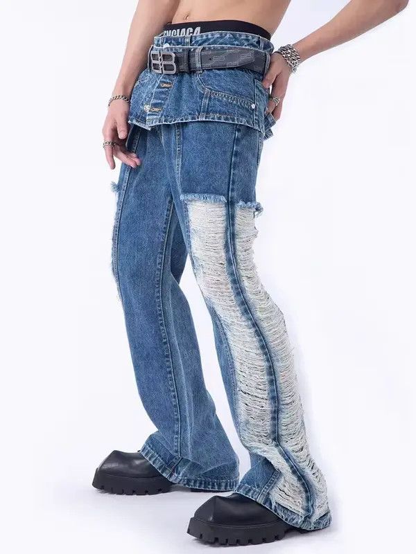 VIBE Street fringed side ripped bootcut jeans Size US 32 / EU 48 - 5 Thumbnail