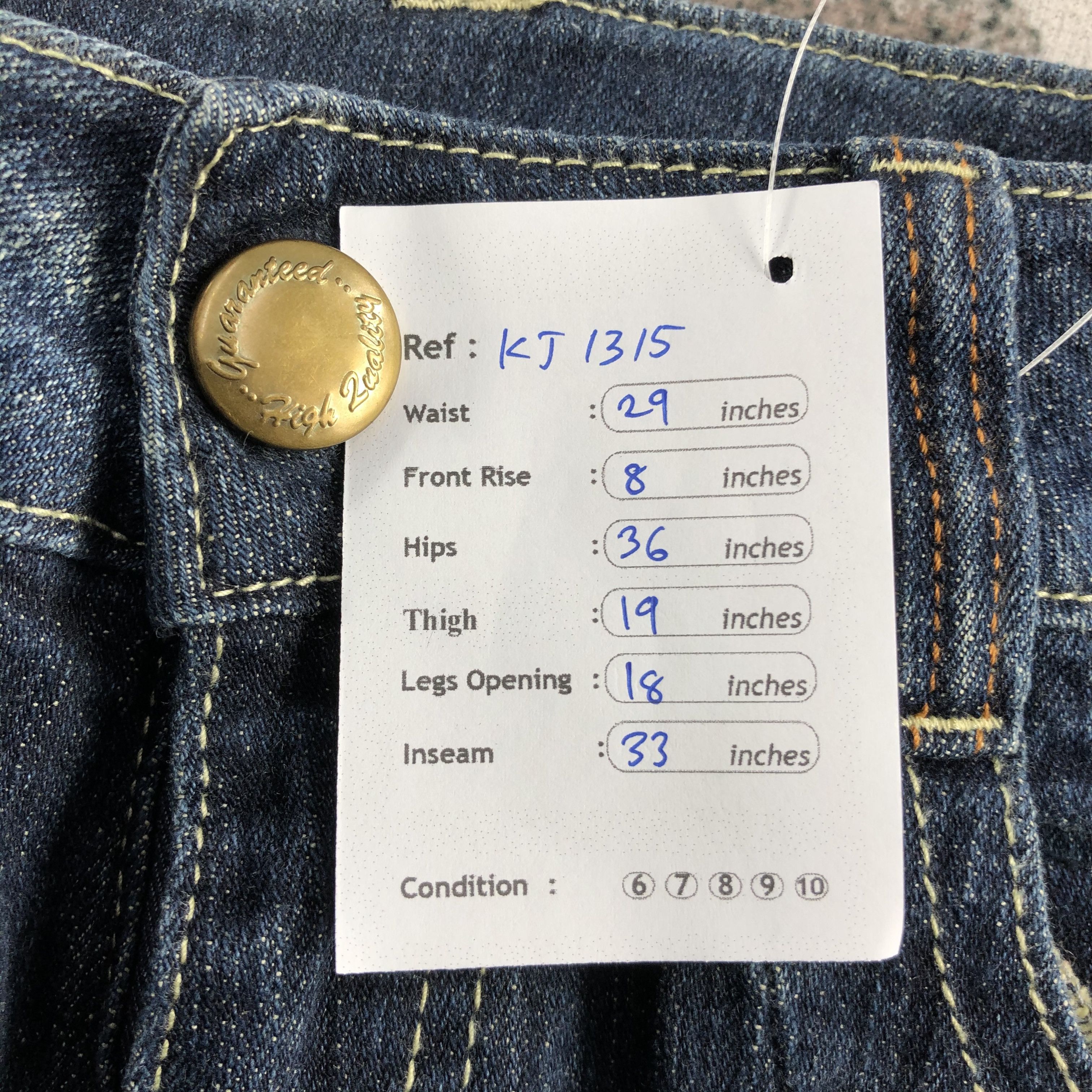 Japanese Brand Double Focus Jeans Faded Blue Flare Denim KJ1315 Size 29" - 8 Thumbnail