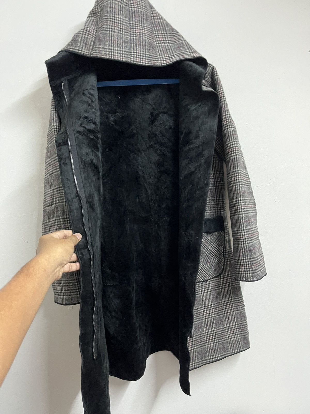 Vintage 💥Grey Plaid Faux Fur FALIDAL I6W9 LGB Style Heavy Jackets Size M / US 6-8 / IT 42-44 - 8 Thumbnail