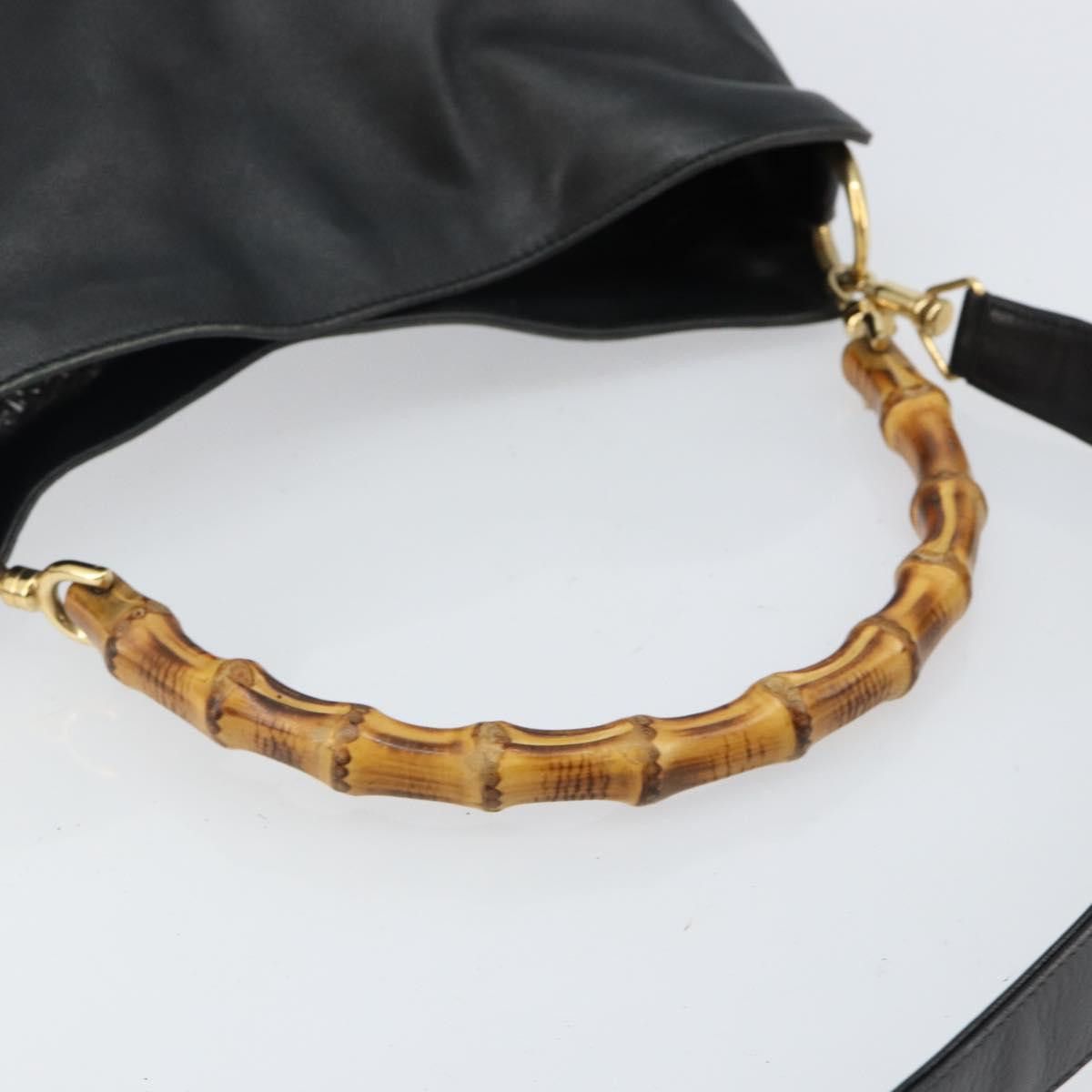 Gucci GUCCI Bamboo Handbag Leather Black Gold 001 1998 001 1998 Size ONE SIZE - 7 Thumbnail