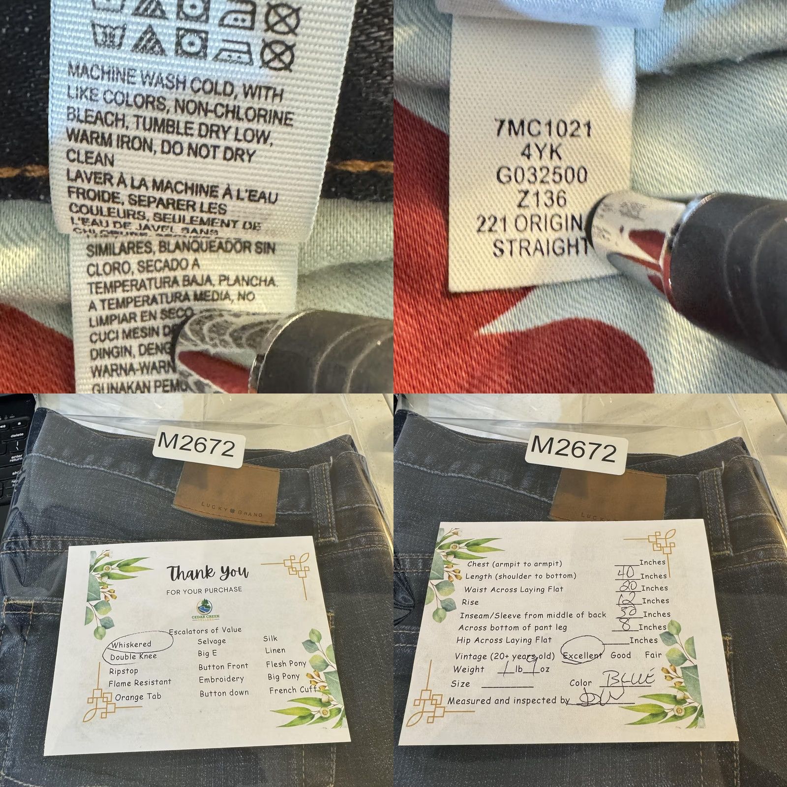 Lucky Brand Lucky Brand Jeans Mens 38x30 Blue 221 Original Straight Whiskered Denim Pants Size US 38 / EU 54 - 8 Thumbnail