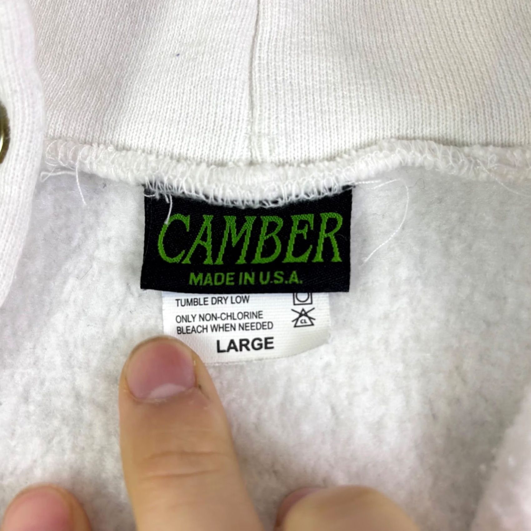 Vintage Camber Hoodie Mens Large White Full Zip Graphic Print Heavyweight Hooded Pockets 90s Vtg USA Made in USA Shirt? Size US L / EU 52-54 / 3 - 5 Thumbnail