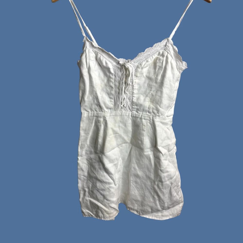 Reformation Reformation Dress Womens 8 White Lace Trim Spaghetti Strap Mini Boho Sundress Size M / US 6-8 / IT 42-44 - 1 Thumbnail