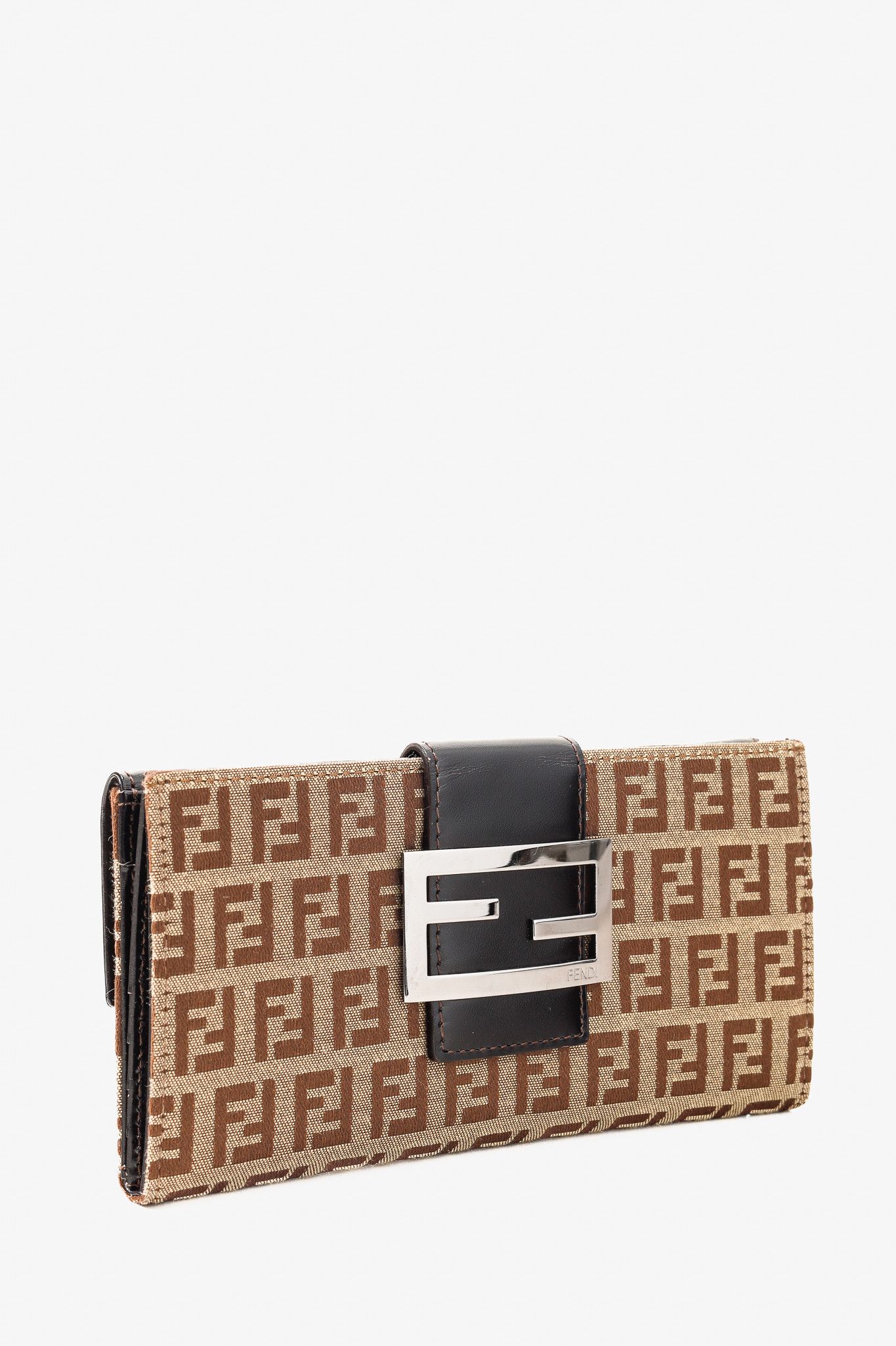 Fendi Zucca FF Logo Forever Continental Long Brown Wallet