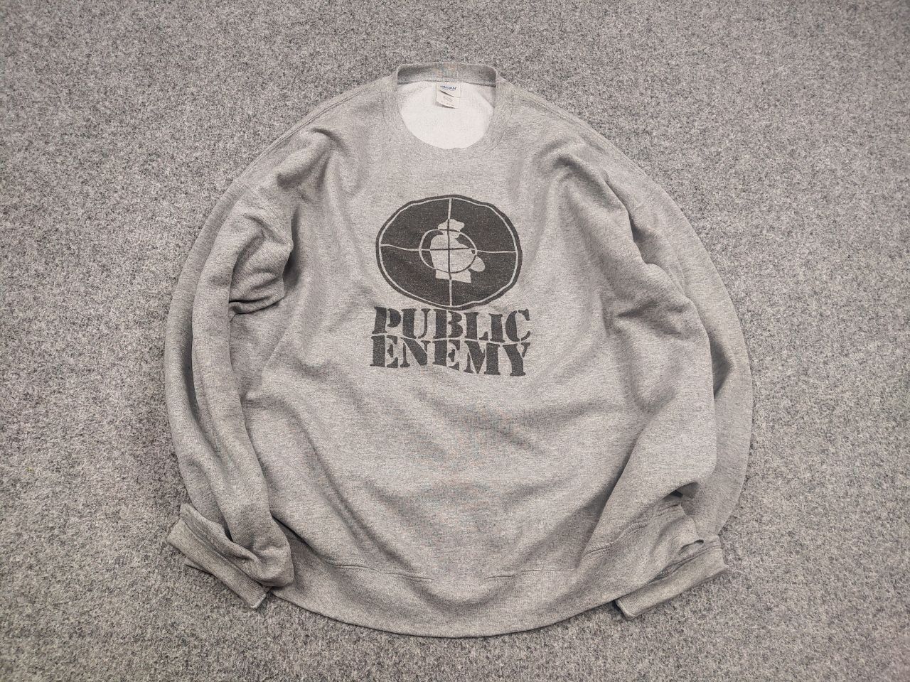 Public Enemy Vintage Public Enemy Target Logo Gray Crew chek Sweatshirt Size US XL / EU 56 / 4 - 2 Thumbnail