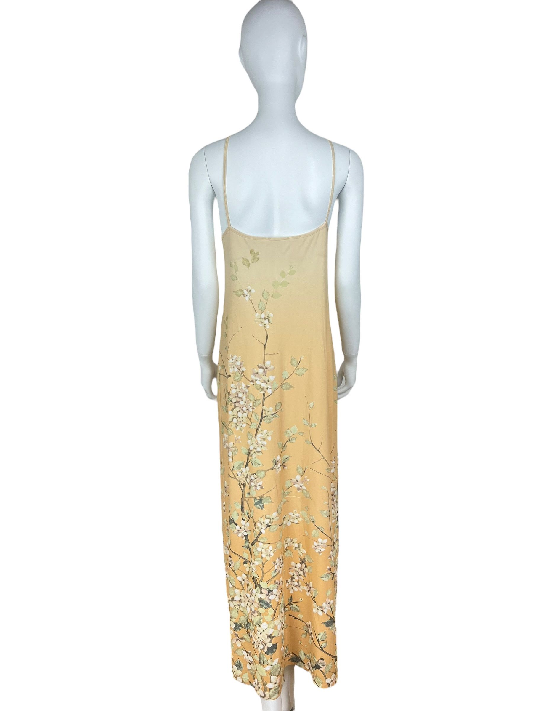 Roberto Cavalli Roberto Cavalli 1998 Orange Floral Maxi Dress Size ONE SIZE - 3 Thumbnail