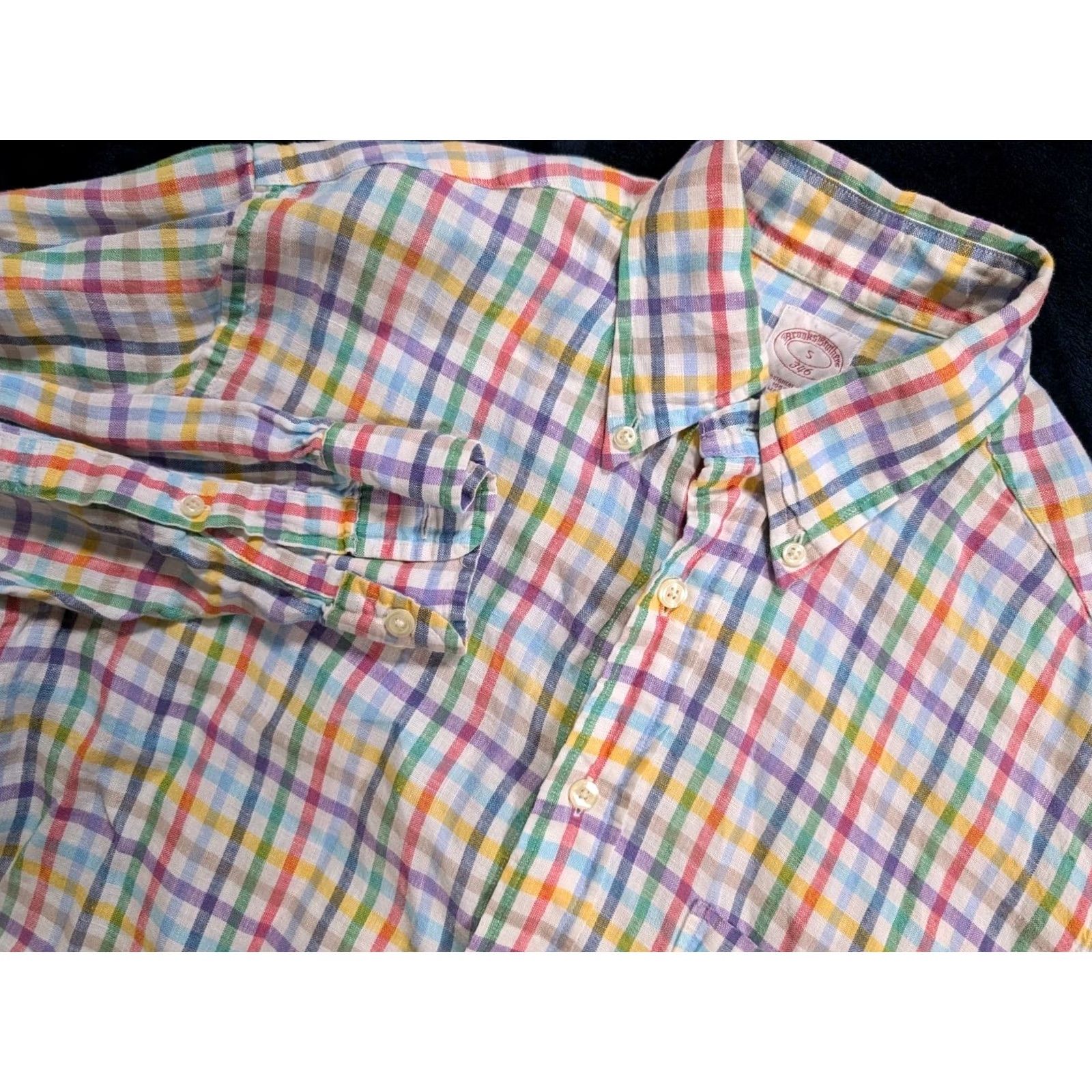 Brooks Brothers Brooks Brothers Shirt Men's S Multicolor Striped Linen Button-Down Crewneck? Size US S / EU 44-46 / 1 - 2 Thumbnail