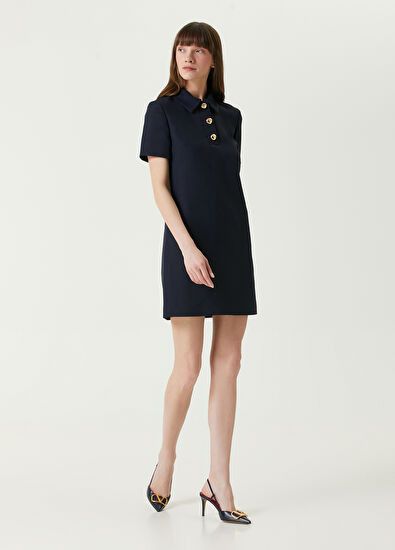 Valentino o1s22i1n0924 Short Crepe Couture Dress in Blue Size M / US 6-8 / IT 42-44 - 3 Thumbnail
