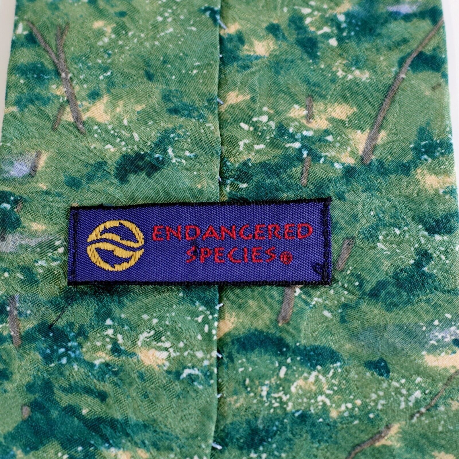 Vintage Endangered Species White Tiger Green Jacquard Print Wide Sil Size ONE SIZE - 4 Thumbnail