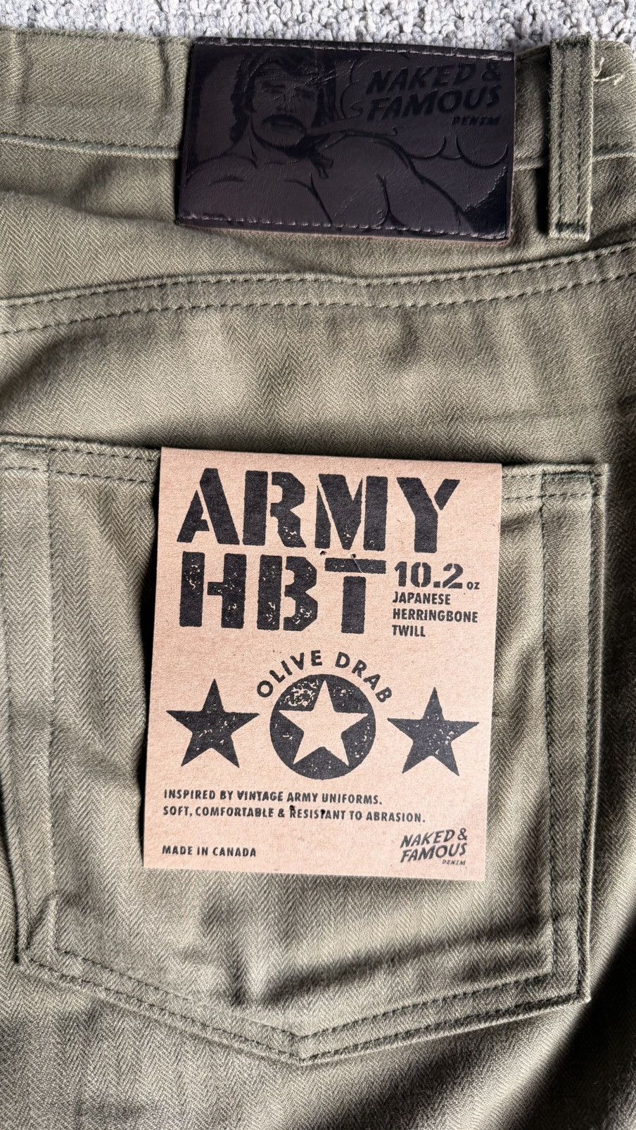 Naked & Famous The Army HBT - Olive Drab Size US 36 / EU 52 - 3 Thumbnail