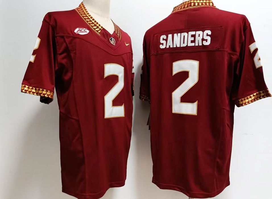Custom Men FSU 2 Deion Sanders Red 2023 Jersey Grailed