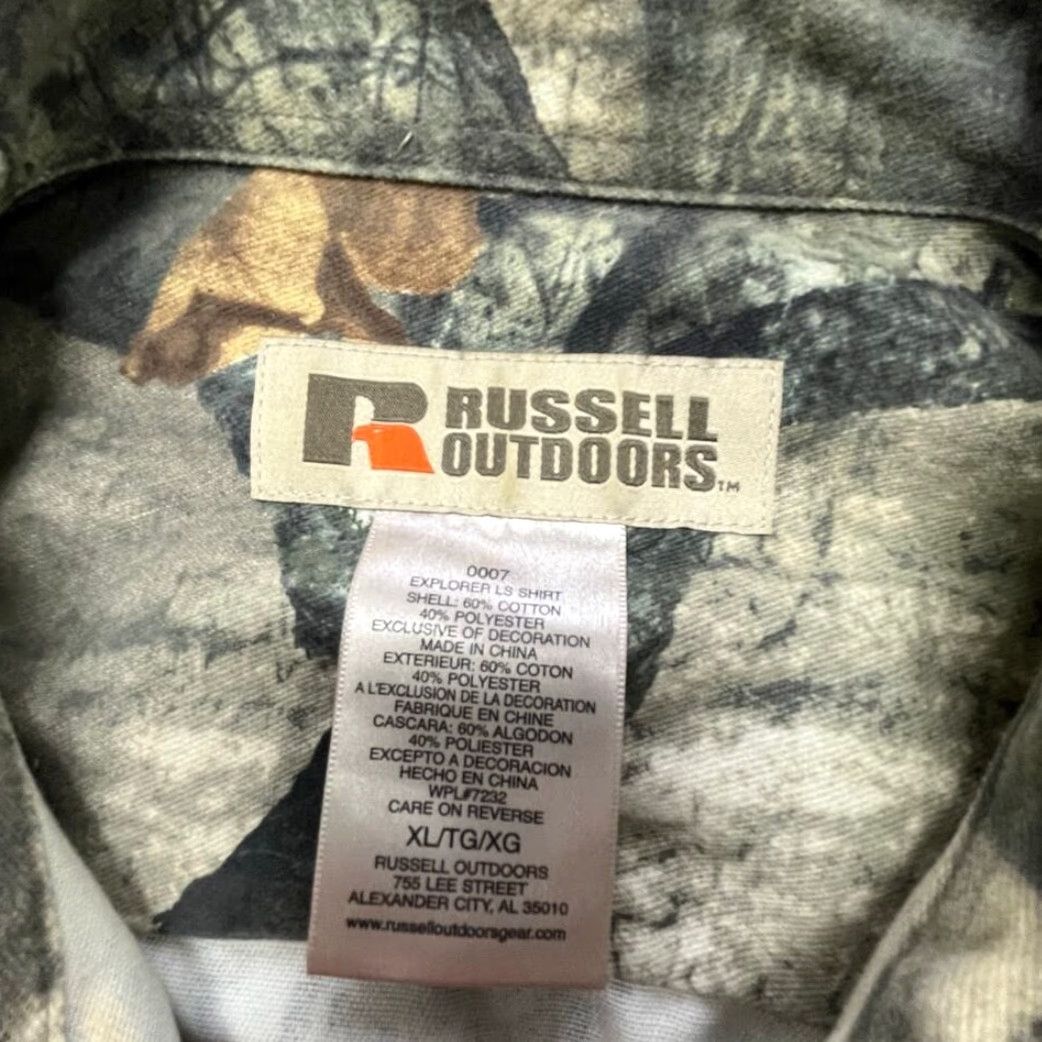 Russell Athletic VINTAGE Russell Outdoors Mossy Oak Tree Stand Camouflage Mens XL Hunting Camo Shirt Size US XL / EU 56 / 4 - 4 Thumbnail