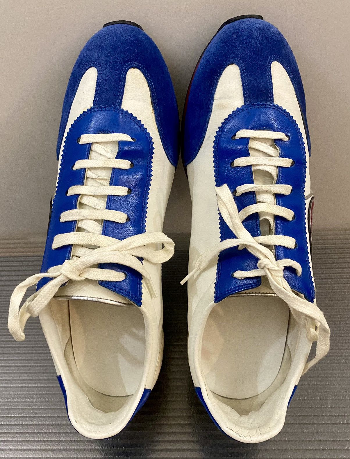 Gucci Gucci 🇮🇹 x Tom Ford white blue suede GG sneaker 9.5uk VINTAGE Size US 10.5 / EU 43-44 - 6 Thumbnail