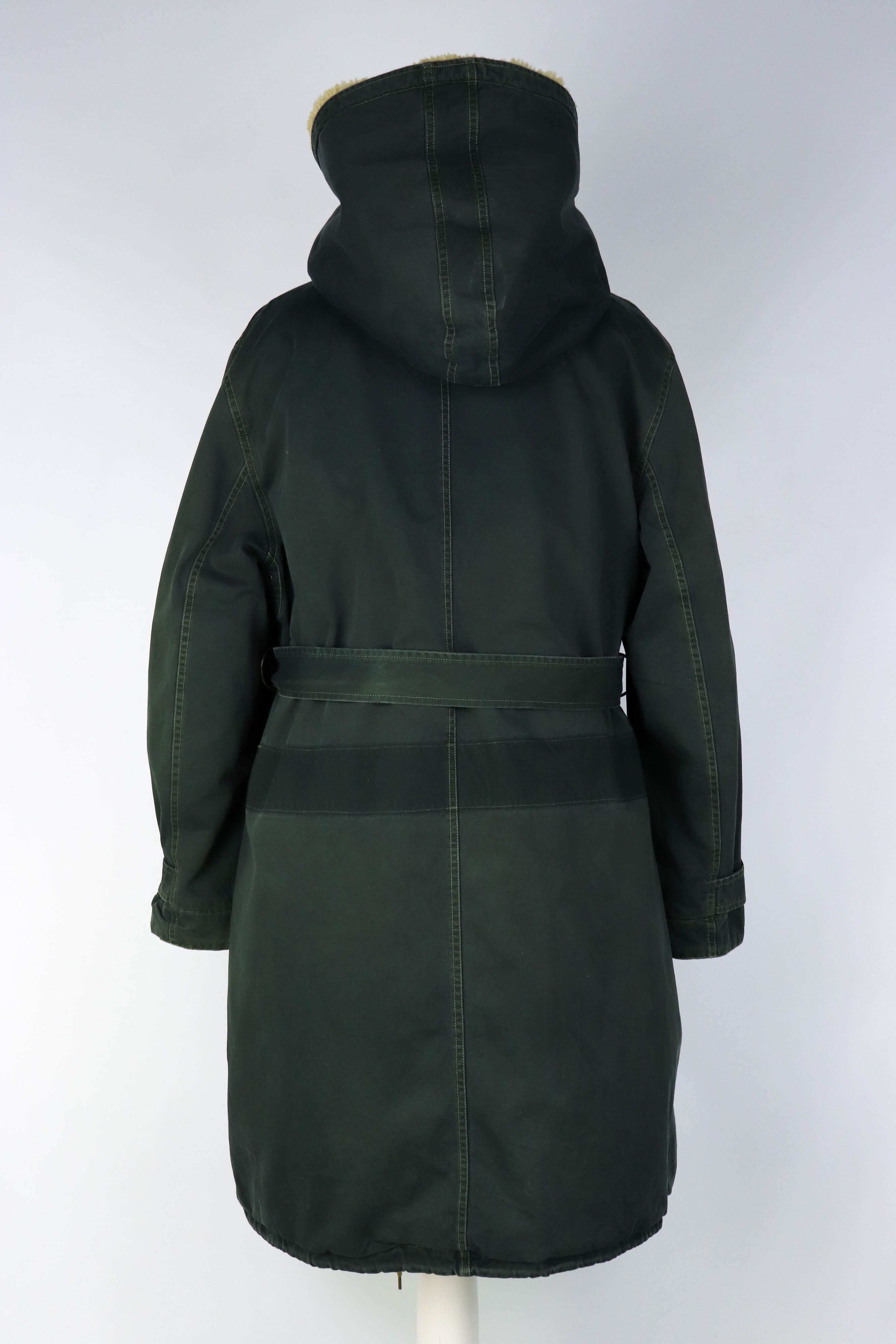 Ralph Lauren 90s Vintage Ralph Lauren Shearling Liner Green Belted Coat Size L / US 10 / IT 46 - 2 Thumbnail