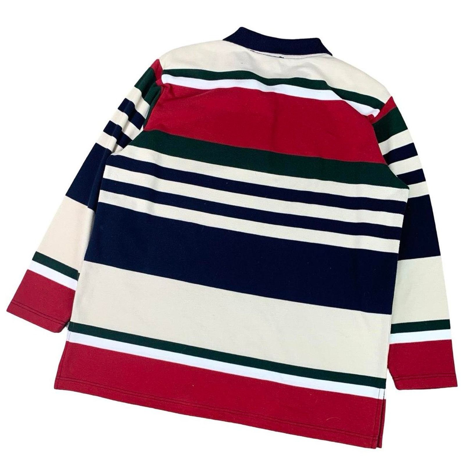 American Retro × Vintage Vintage Striped Retro Long Sleeve Polo Shirt Size L / US 10 / IT 46 - 4 Thumbnail