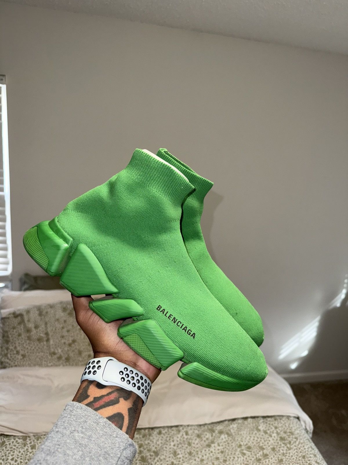 Balenciaga Balenciaga Green Sock Sneakers - Size E 45 Size US 12 / EU 45 - 1 Thumbnail