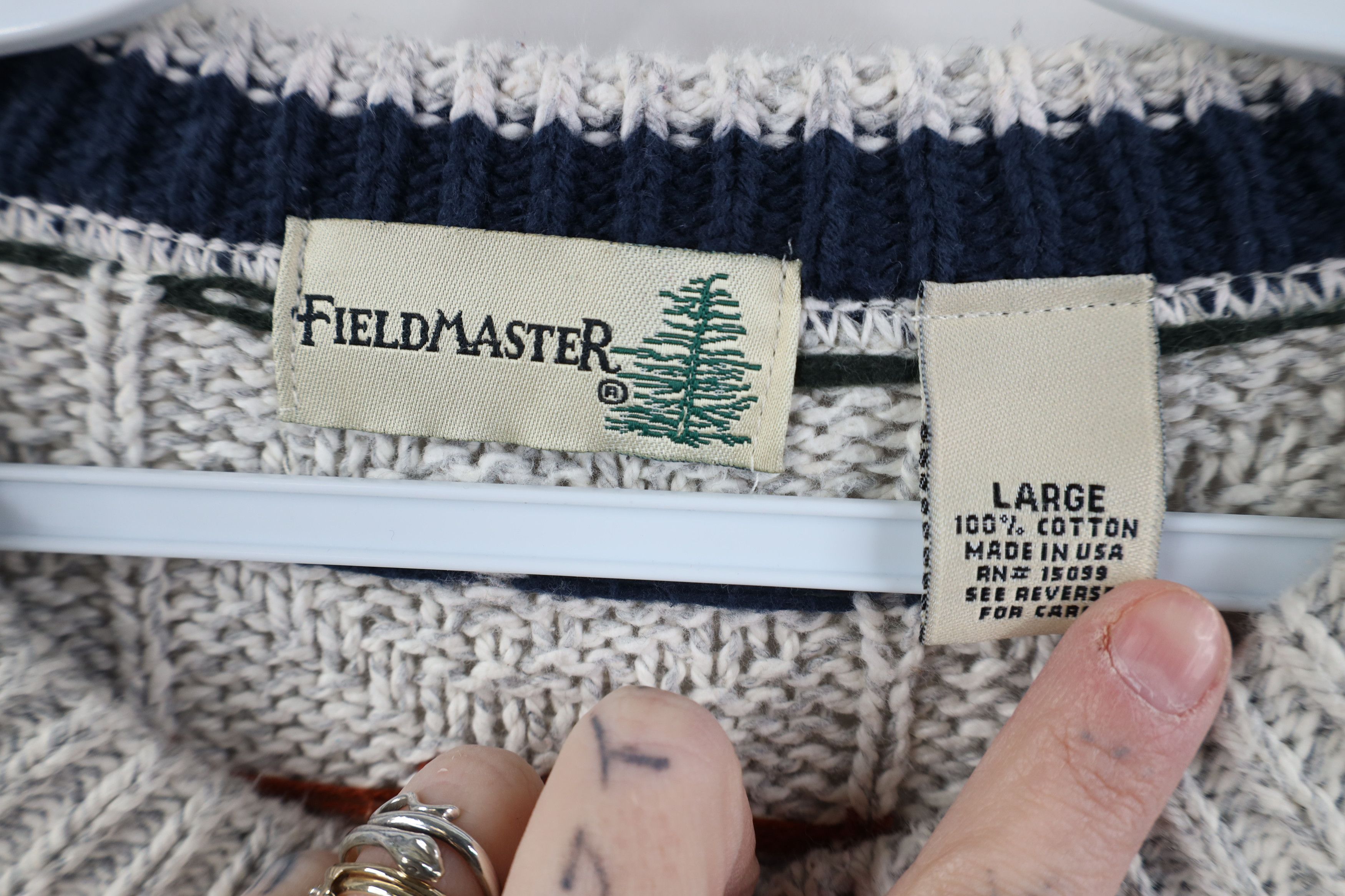 Vintage Vintage 90s Streetwear Cotton Geometric Knit Sweater USA Size US L / EU 52-54 / 3 - 10 Thumbnail