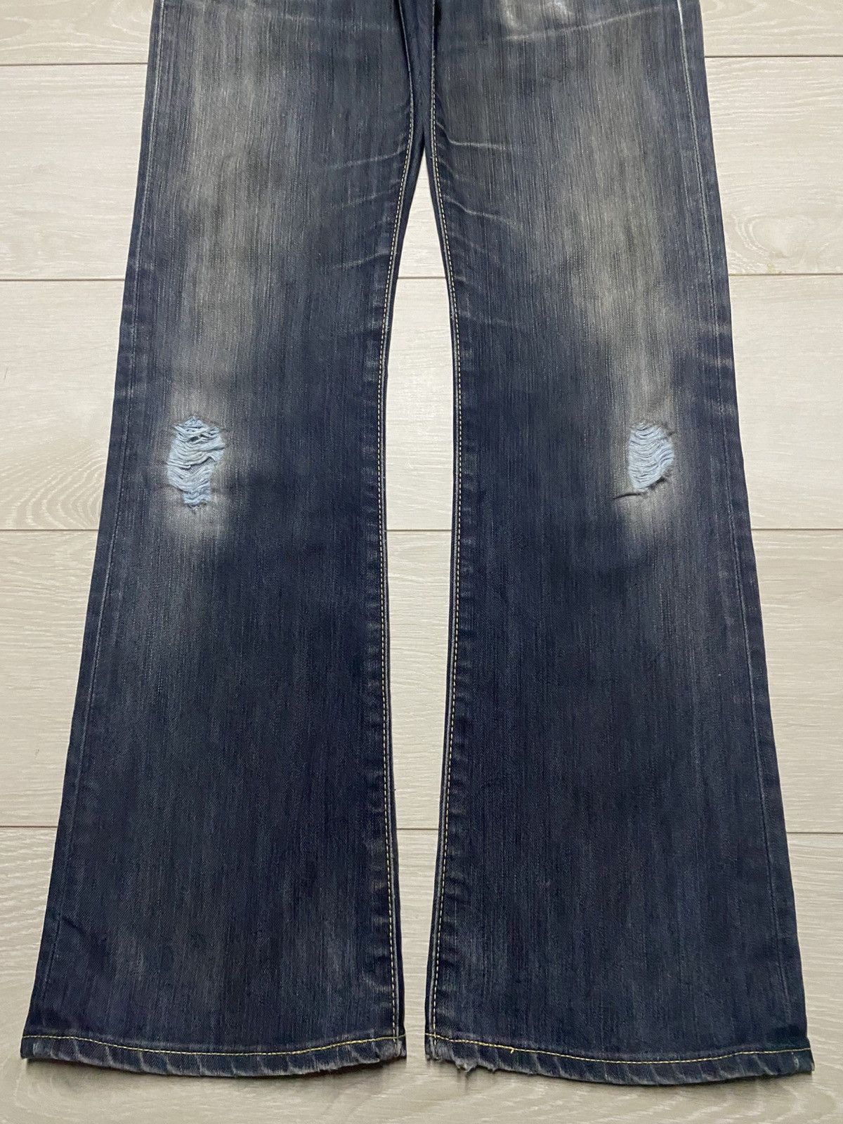 If Six Was Nine Vintage Edwin 503 Blue Trip Flare Bootcut Jeans Size US 30 / EU 46 - 5 Thumbnail