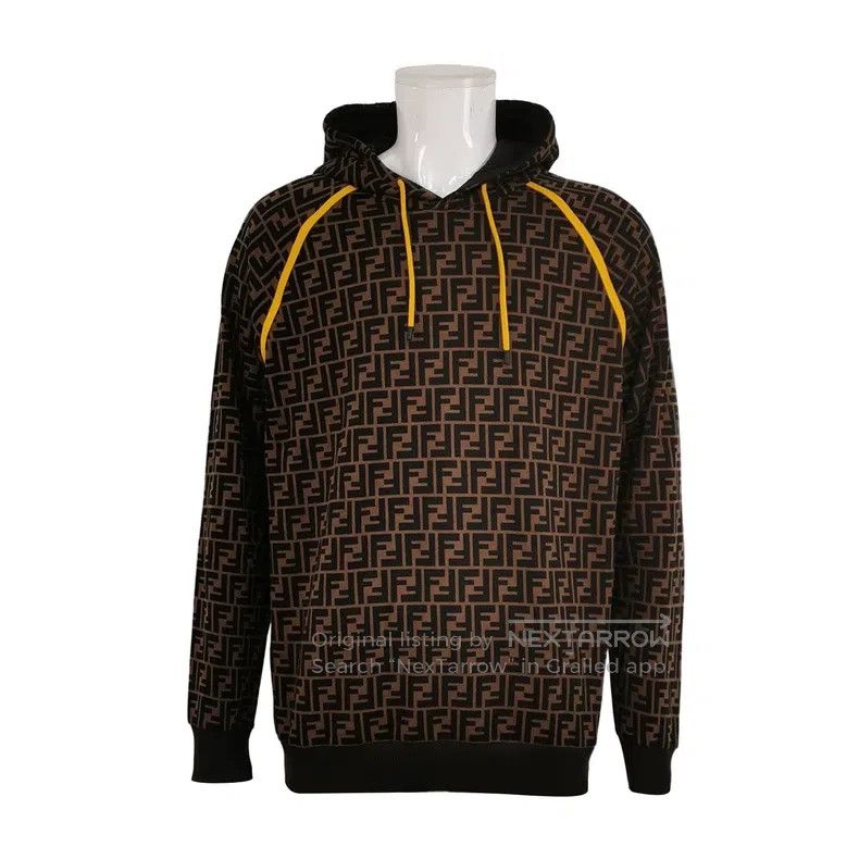 Fendi Fendi Cotton Double F Monogram Hooded Sweatshirt Size US XL / EU 56 / 4 - 1 Thumbnail