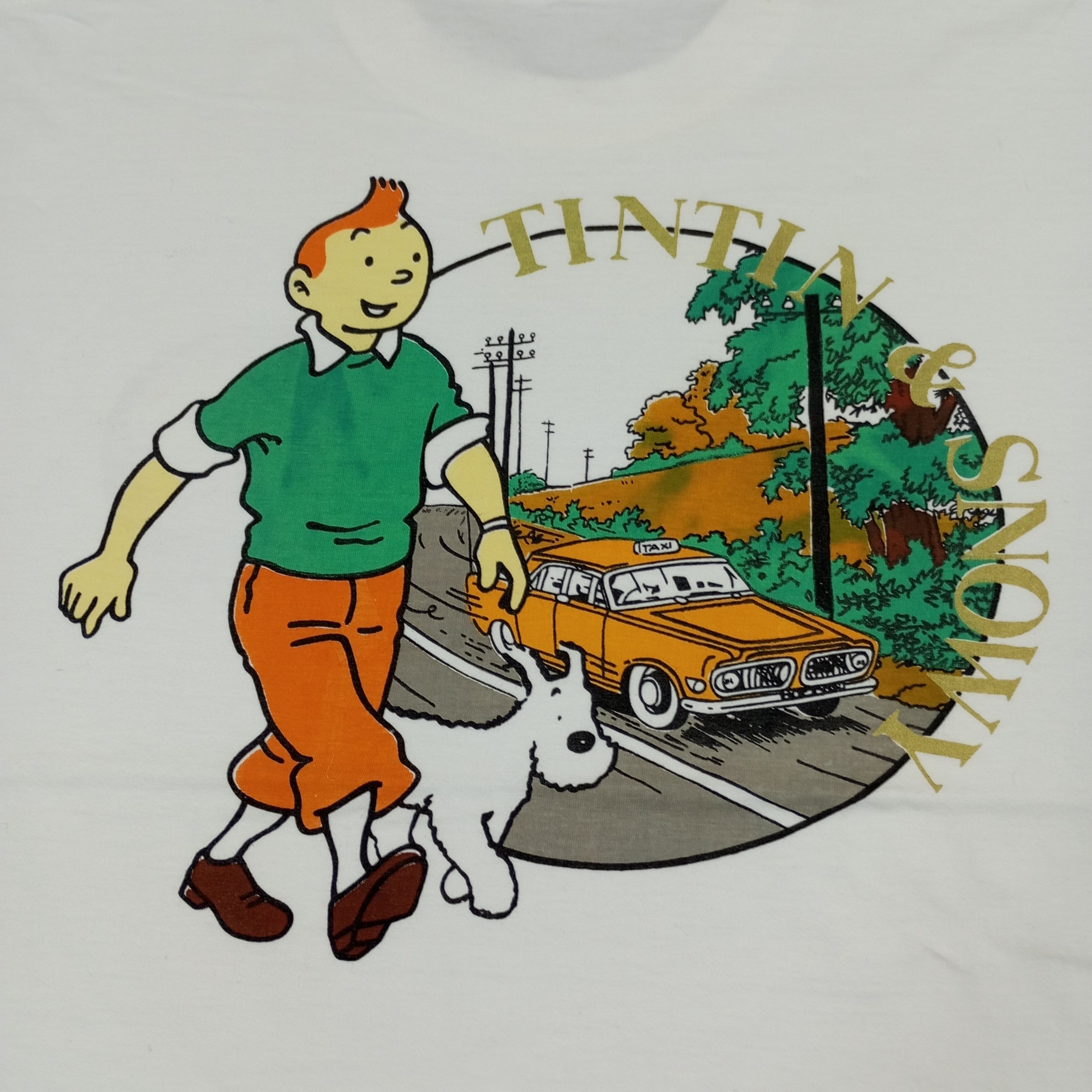 Vintage The Adventures Of Tintin Cartoon Backprint Design Tshirt Size US L / EU 52-54 / 3 - 2 Thumbnail