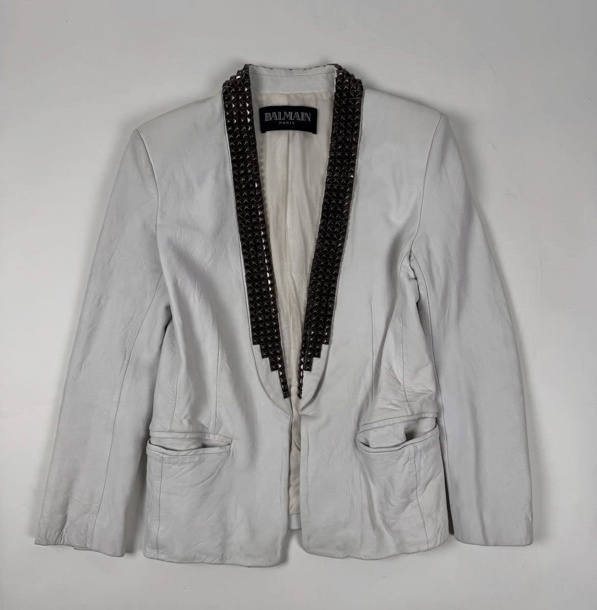 2010 Balmain by Decarnin Lambskin Leather Studded Blazer