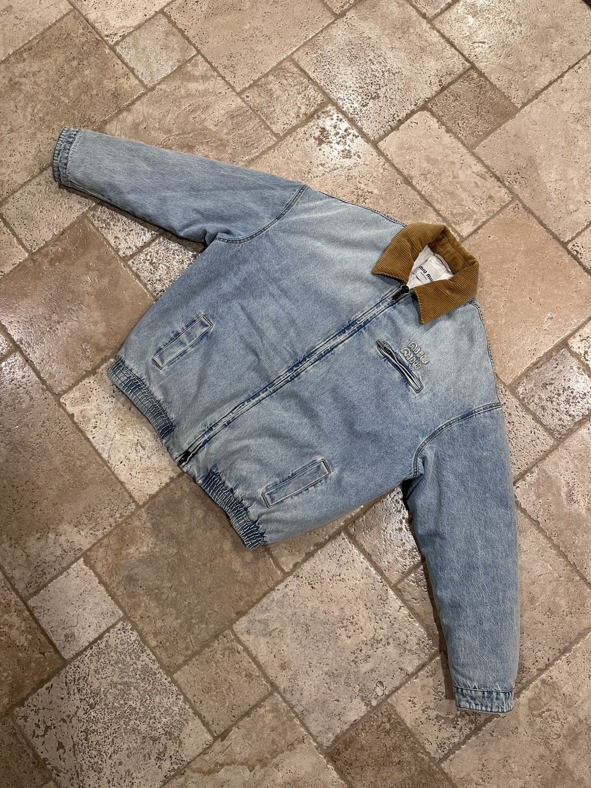 Miu Miu Miu Miu FW24 Corduroy Collar Light Wash Denim Jacket Size US XL / EU 56 / 4 - 5 Thumbnail