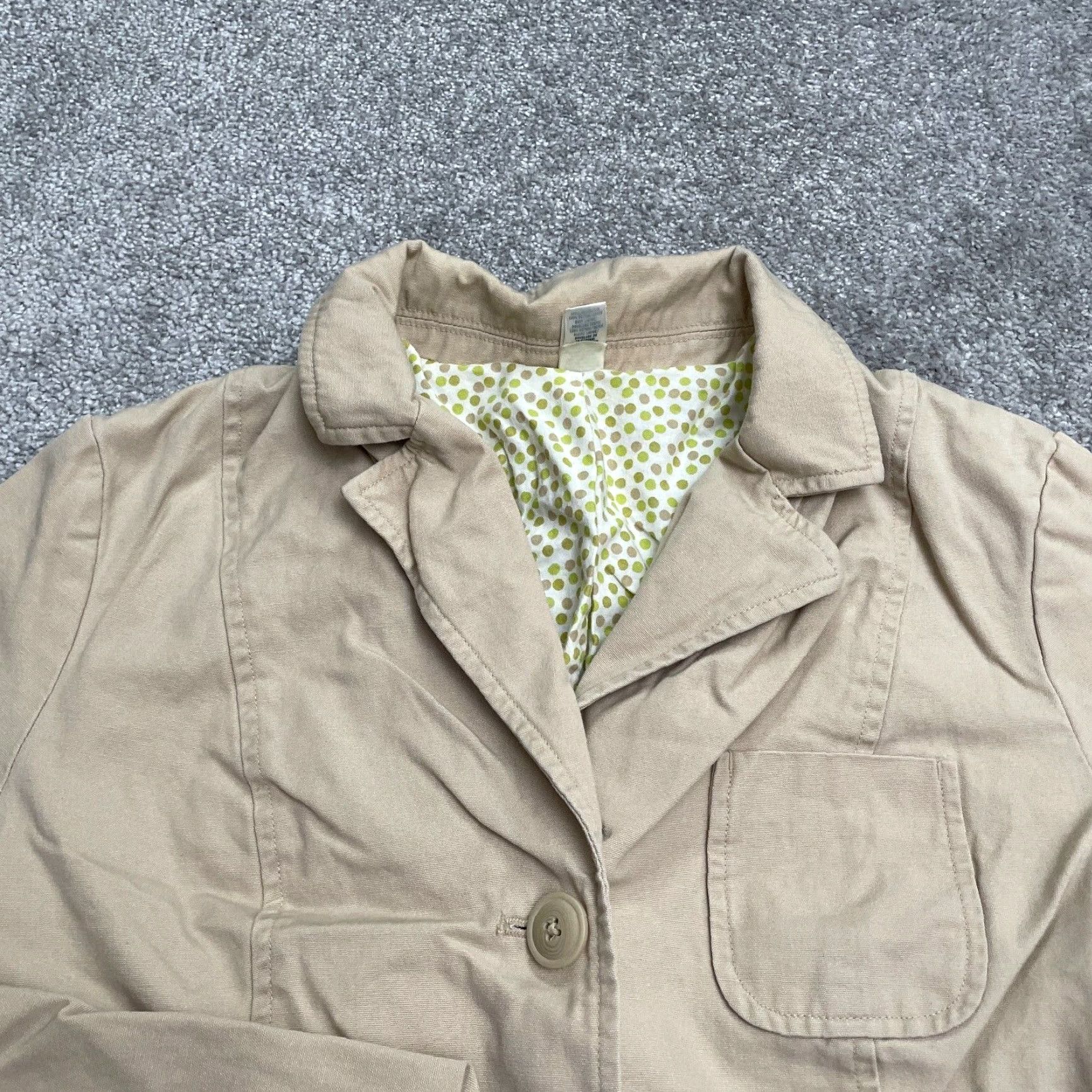 Old Navy Old Navy Blazer Jacket Womens Large Brown Polka Lining Pockets 100% Cotton Work Size L / US 10 / IT 46 - 3 Thumbnail