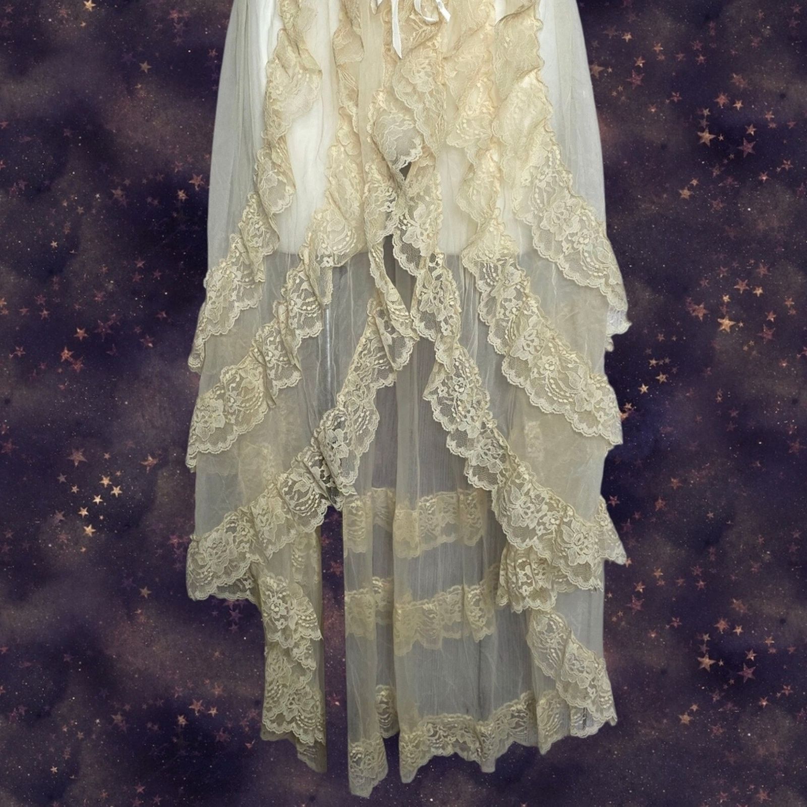 Vintage 70s Faris Treasure Purple Velvet & Lace Fairy Negligee Gown Size M / US 6-8 / IT 42-44 - 4 Thumbnail