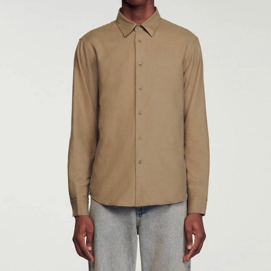 Sandro Sandro Olive Green Flannel Shirt Size US M / EU 48-50 / 2 - 1 Thumbnail