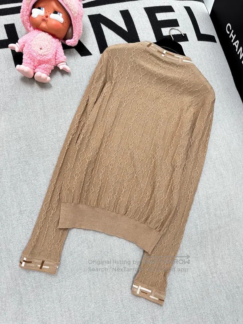 Hermes Hermes Brown Chain Embossed Jacquard Texture Long Sleeve T Size XS / US 0-2 / IT 36-38 - 6 Thumbnail